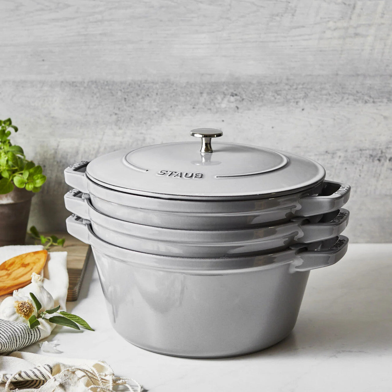 Staub Cast Iron 4-Piece Stackable Set