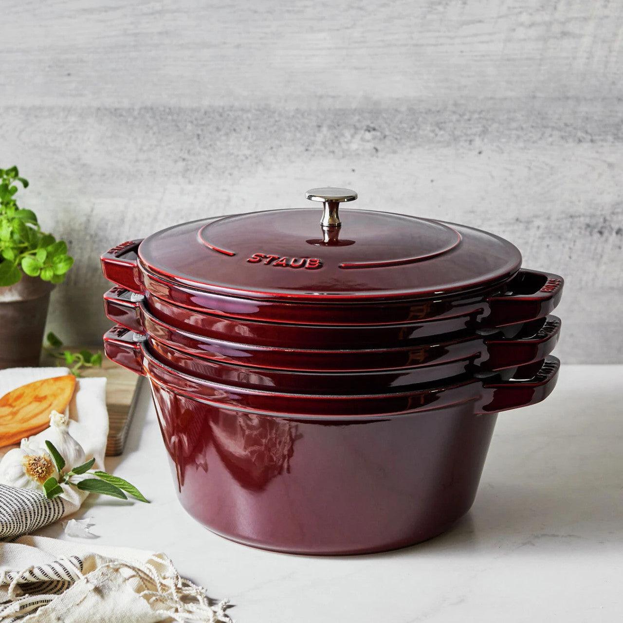 Staub 4 Piece Cast Iron Stackable Set