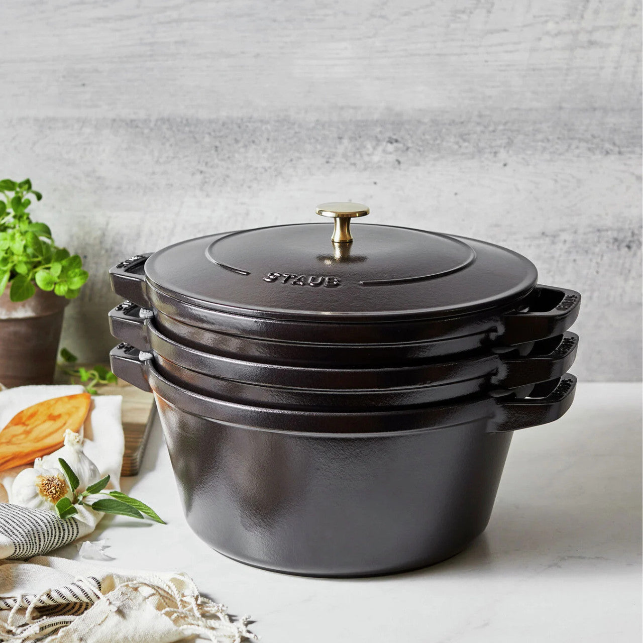 Staub 4 Piece Cast Iron Stackable Set - Matte Black – The Cook's