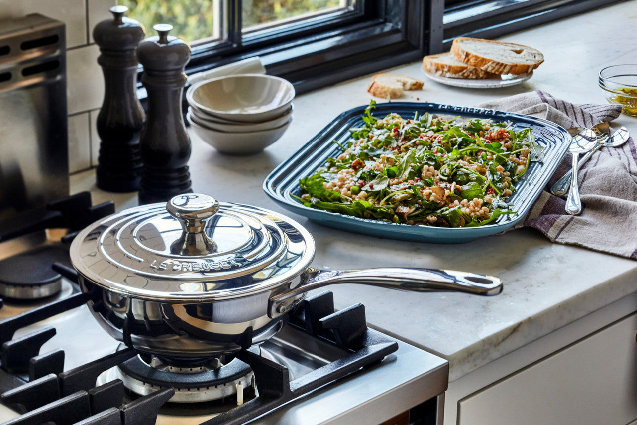 Le Creuset 2 qt. Stainless Steel Saucier Pan with Lid