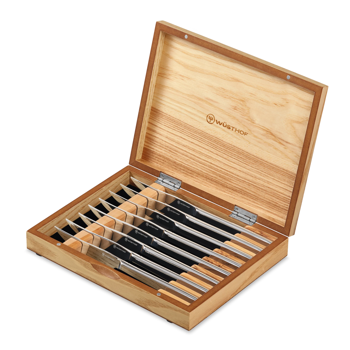 Wusthof 8 Piece Stainless Mignon Steak Knives In Olivewood Presentation Chest