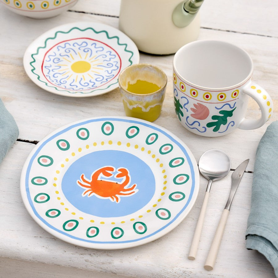 Casafina Summer Bliss Crab 9" Salad Plate - Set of 6