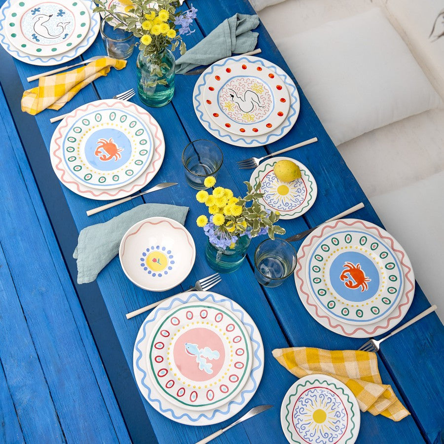 Casafina Summer Bliss Crab 9" Salad Plate - Set of 6