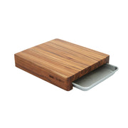 Teakhaus Prep To Pan Edge Grain Cutting Board with USA Pan Quarter Sheet Pan
