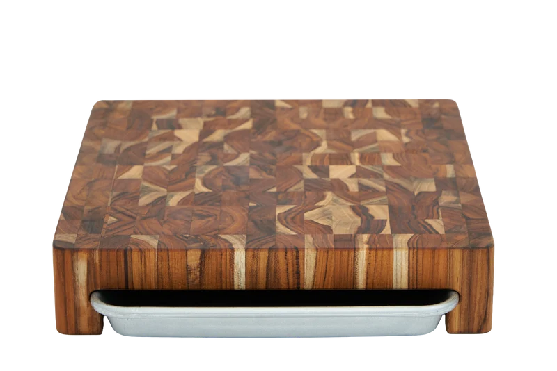 Teakhaus Prep to Pan End Grain Cutting Board with USA Pan Quarter Sheet Pan