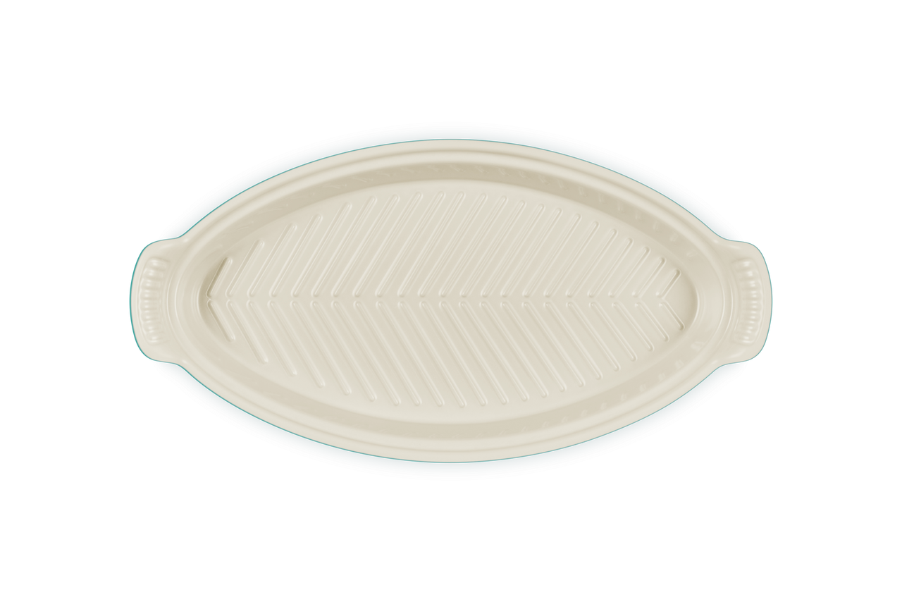 Le Creuset 1.75 qt. Fish Baker - Riviera with Gold Knob