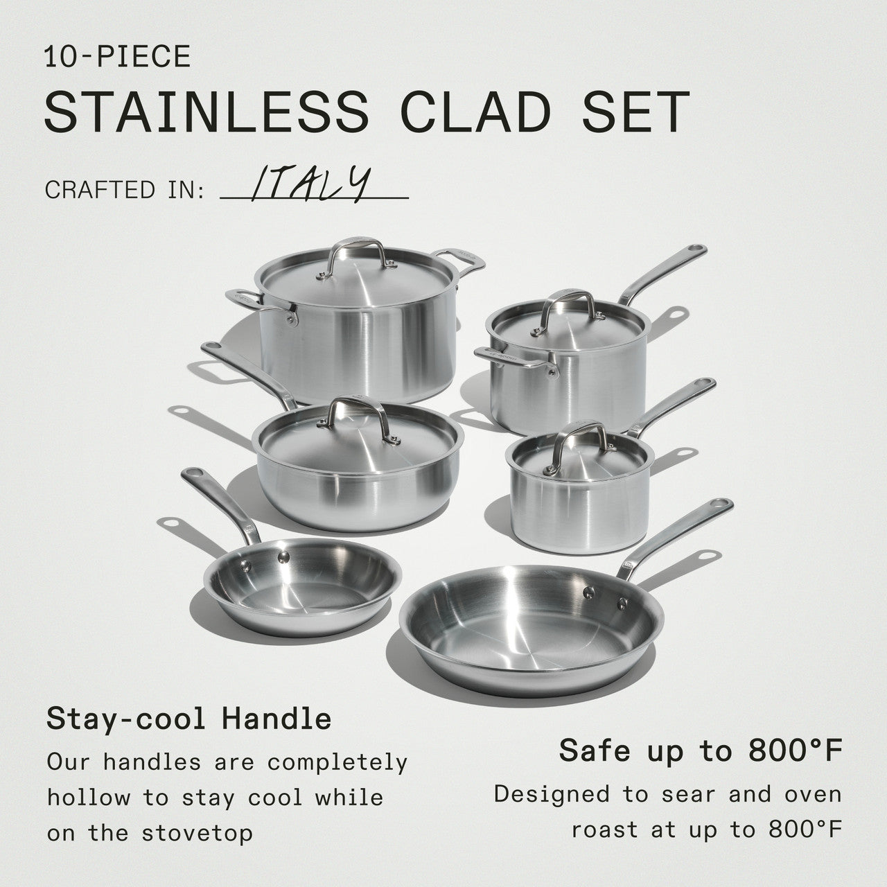 Made In Stainless Clad 10 Piece Cookware Set