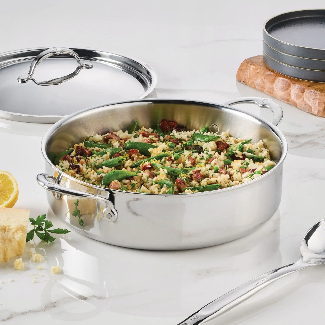 Hestan ProBond Luxe Polished Clad 6 Qt. Rondeau with Lid