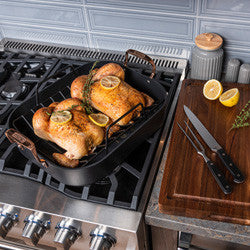 Viking Roaster 3 Ply 16X13 Copper with 2 Piece Carving Set