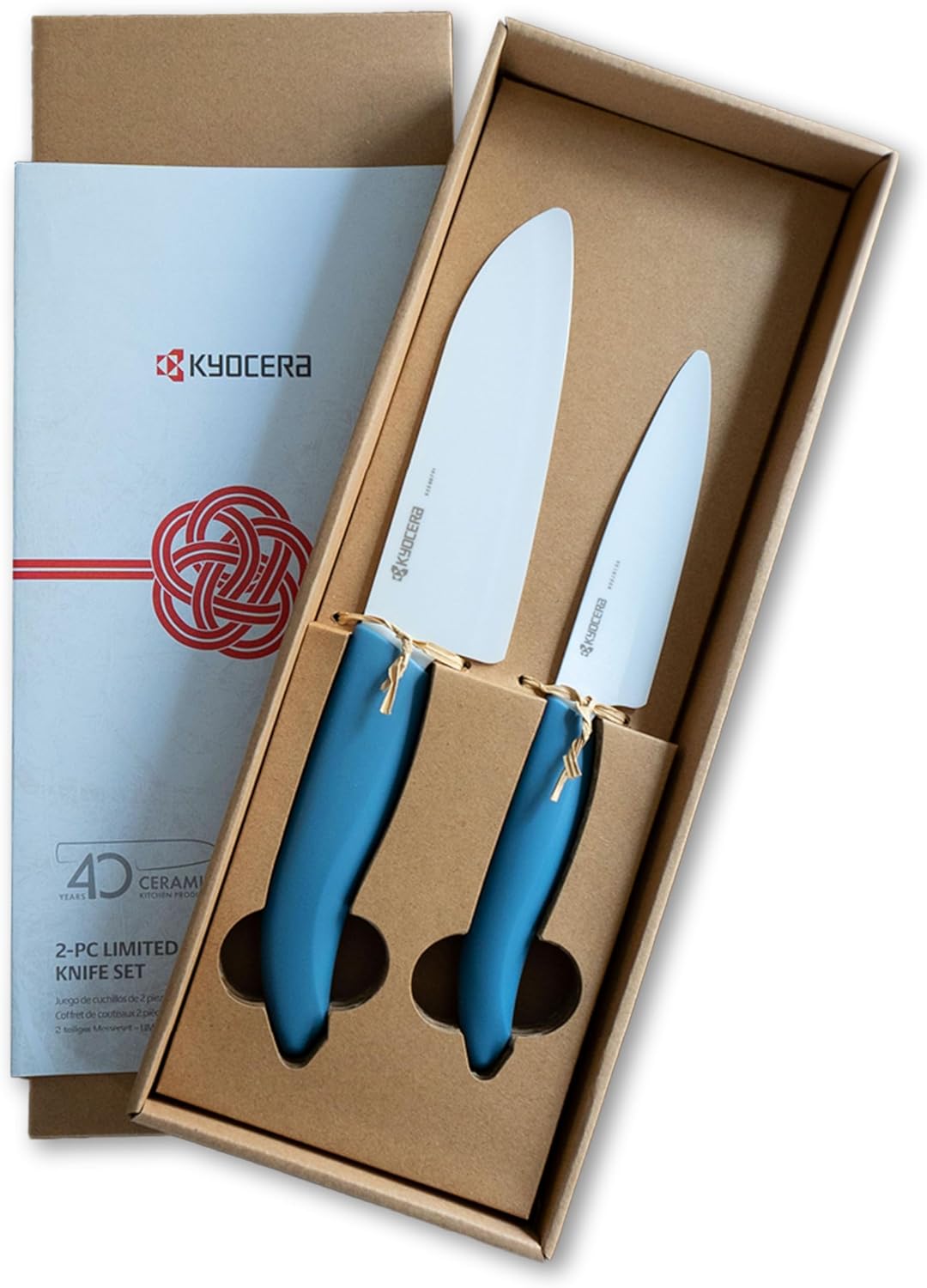 Kyocera 40th Anniversary 2pc Santoku & Utility Set - Aegean Blue