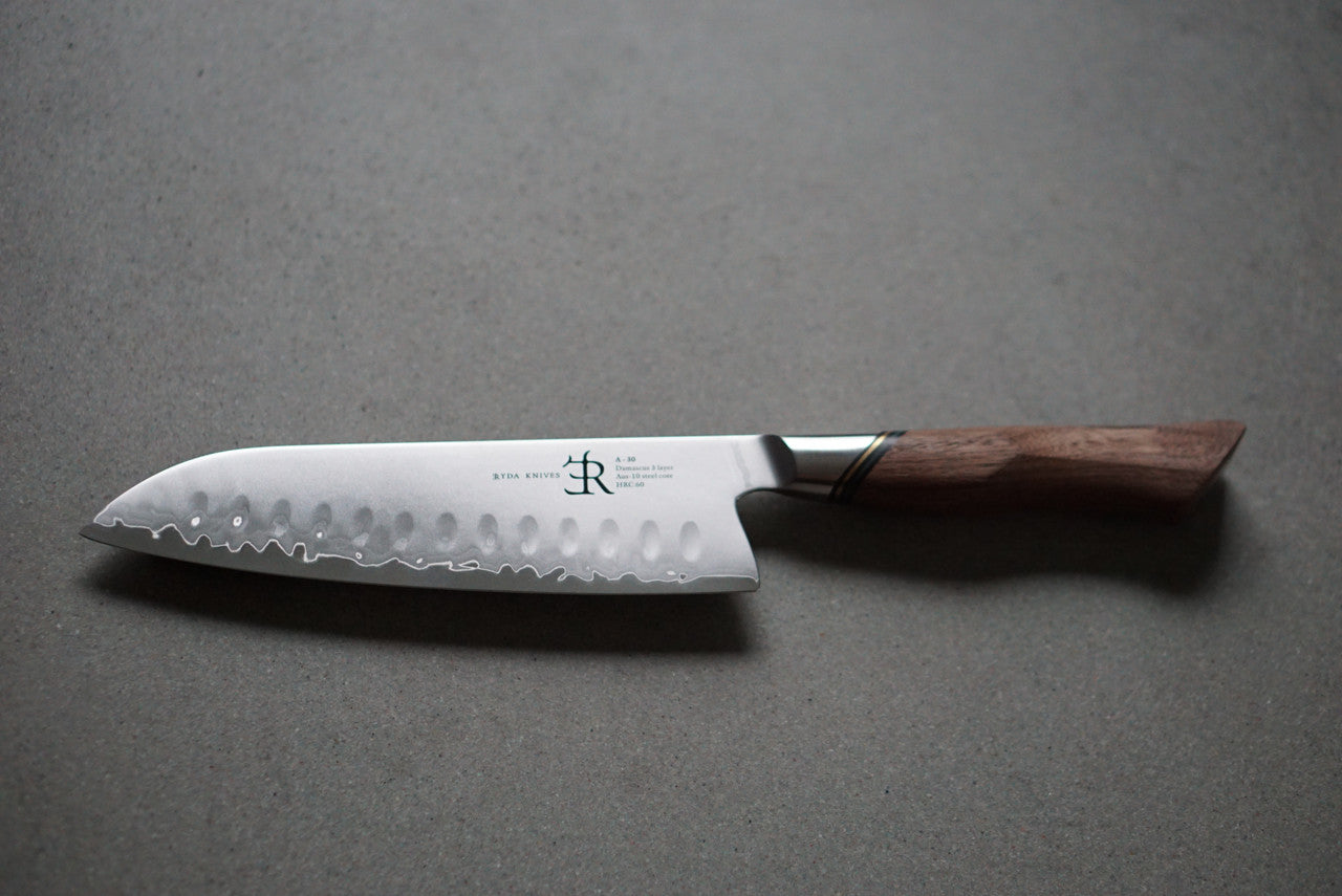 Ryda A-30 Sanmai Damascus 8 inch Santoku Knife