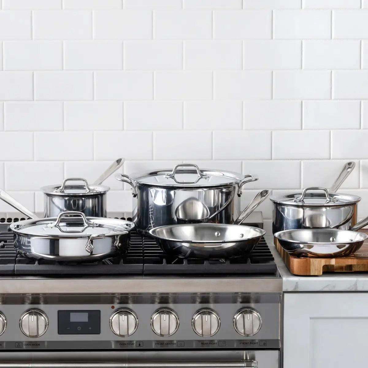 All-Clad D3 Stainless 10-Piece Cookware Set with Pour Lips