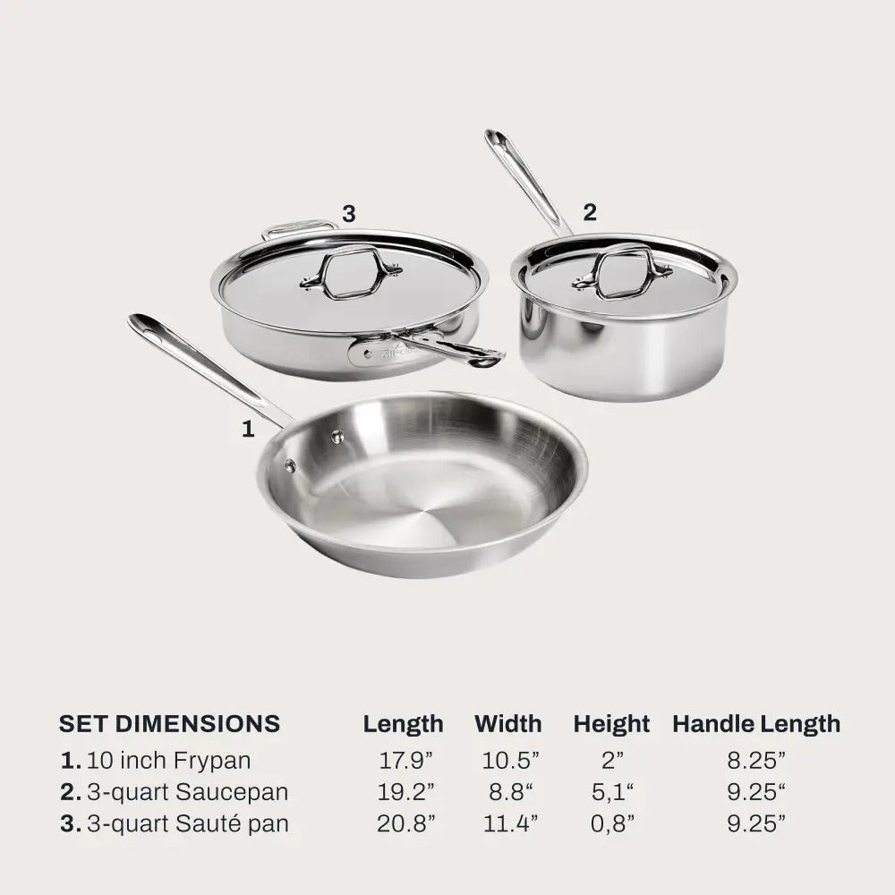 All-Clad D3 Stainless 5-Piece Starter Cookware Set