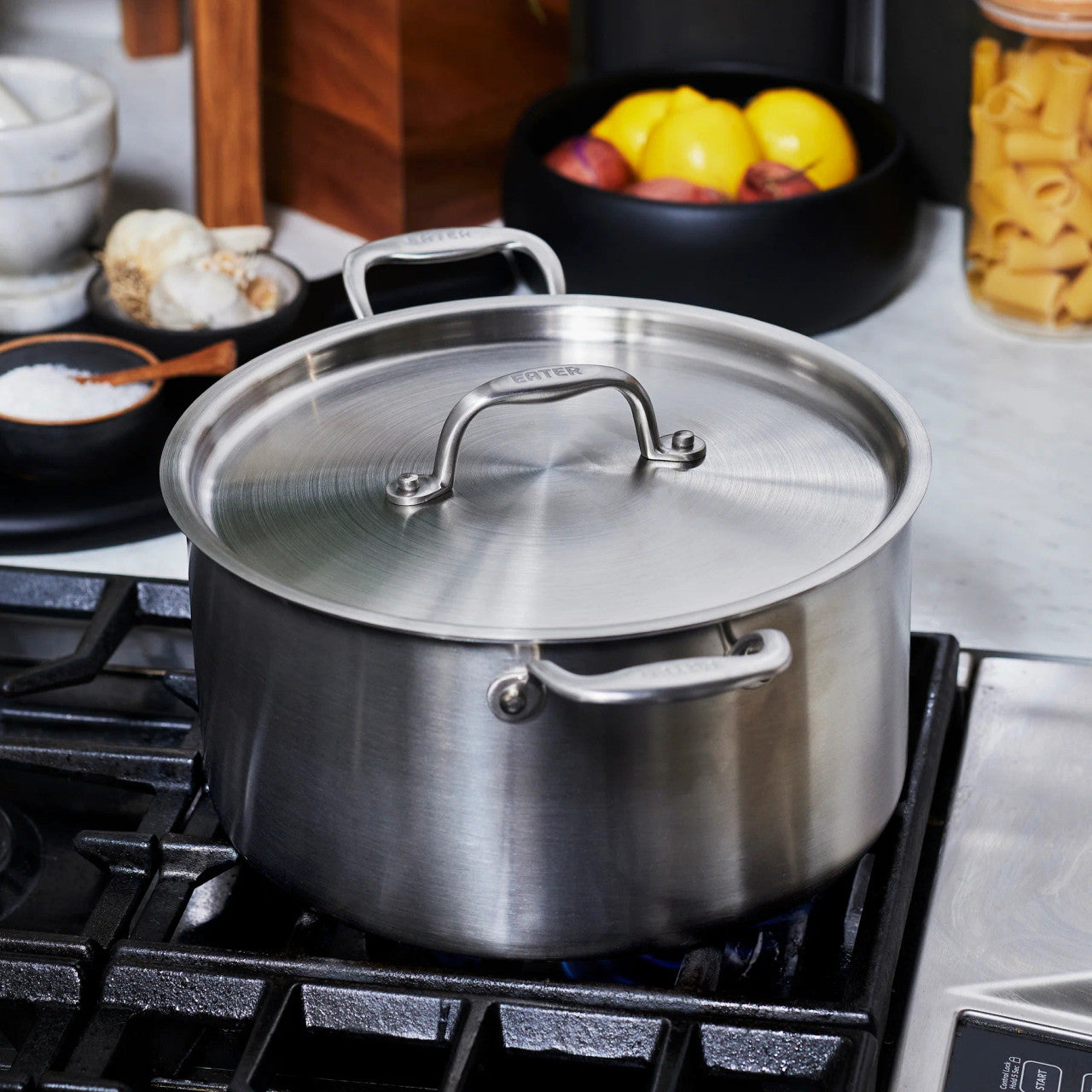 EATER + Heritage Steel Stainless Steel 8 qt. Stock Pot with Lid