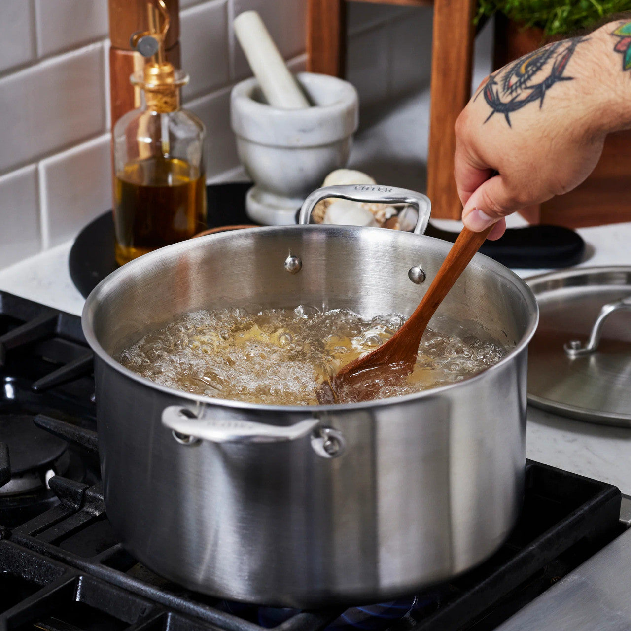 EATER + Heritage Steel Stainless Steel 8 qt. Stock Pot with Lid