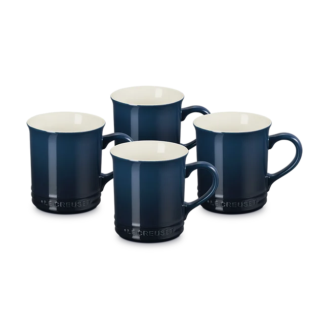Le Creuset Stoneware Classic Set of (4) Coffee Mugs - Nuit