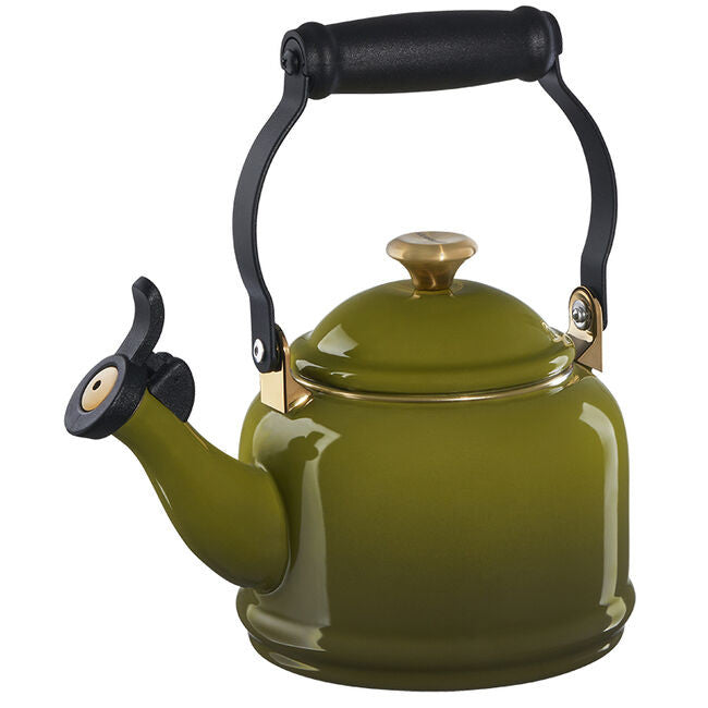 Le Creuset Enamel on Steel 1.25 qt. Demi Tea Kettle with Gold Knob - Olive
