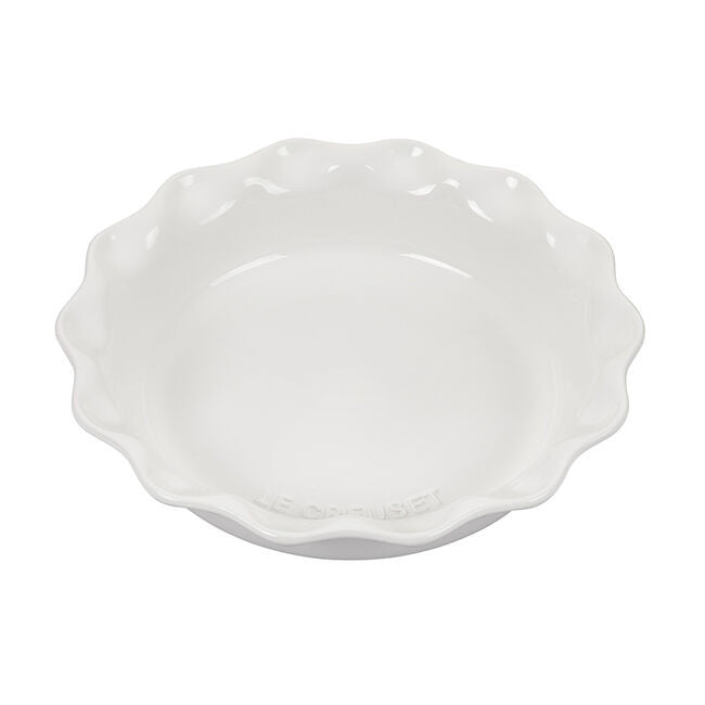 Le Creuset Stoneware 9 inch Fluted Pie Dish - White