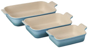 Le Creuset Heritage 3 Piece Rectangular Baking Dish Set - Caribbean