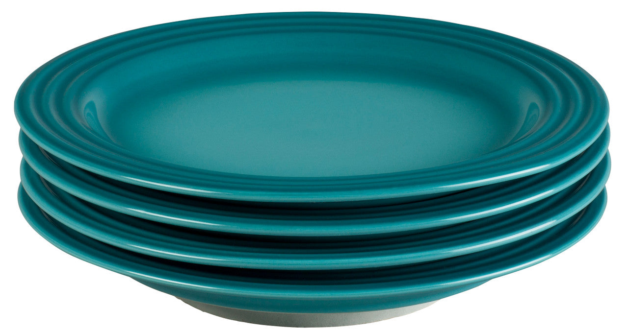 Le Creuset Stoneware Set of (4) 8.5 inch Salad Plates - Caribbean