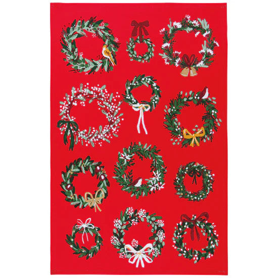 Now Designs Wreaths Printed Cotton Dish Towels - Set of 2