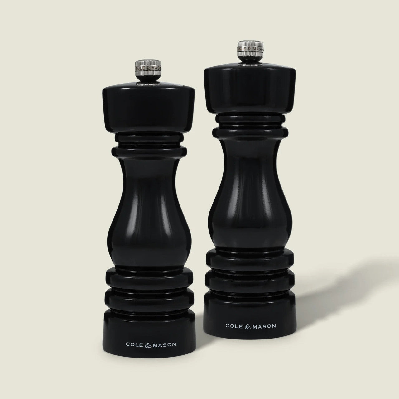 Cole & Mason London 8" Black Gloss Salt and Pepper Set