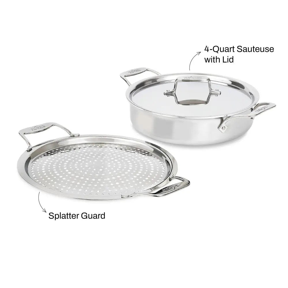 All-Clad D5 4 Quart Sauteuse with Lid and Strain & Splatter Guard