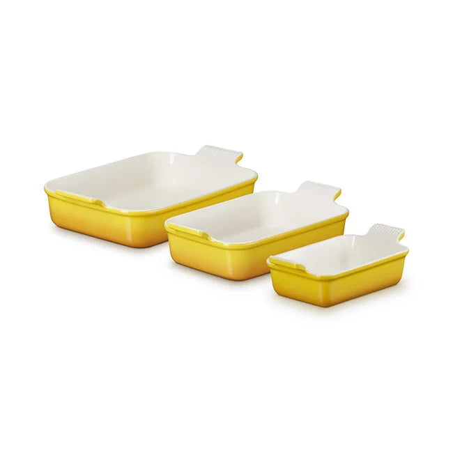 Le Creuset Heritage 3 Piece Rectangular Baking Dish Set - Nectar