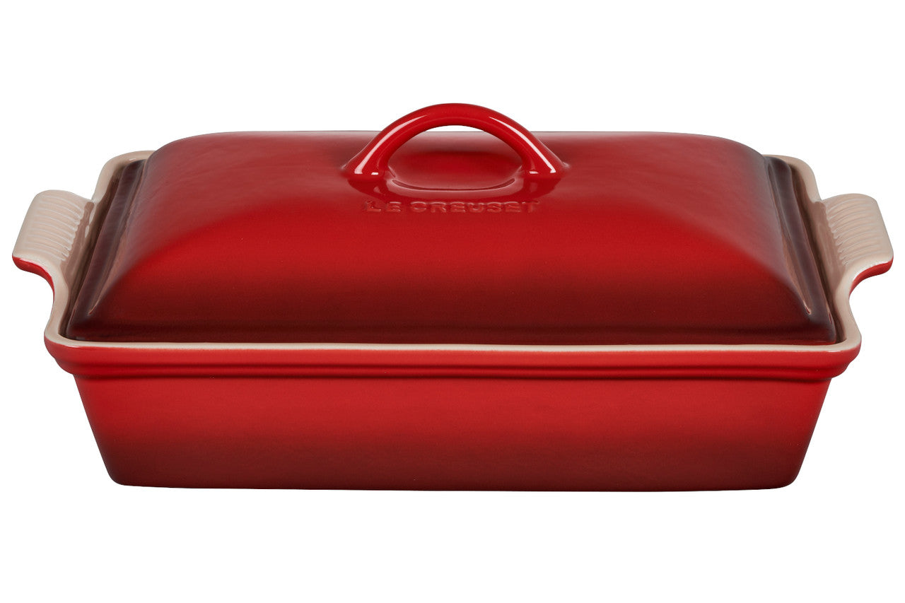 Le Creuset Stoneware Heritage 4 qt. Covered Rectangular Casserole - Cerise