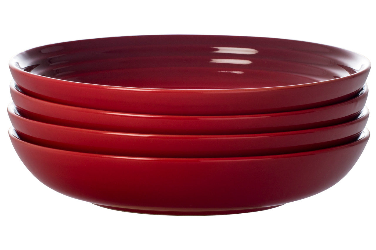 Le Creuset Stoneware Set of (4) 8.5 inch Pasta Bowls - Cerise