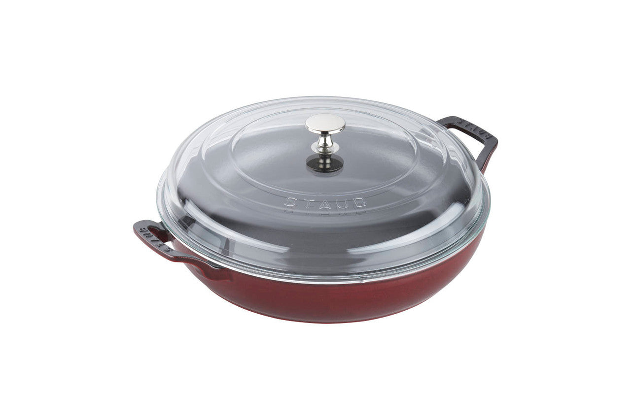 Staub Cast Iron 3.5 Quart Braisers with Glass Lid - Grenadine