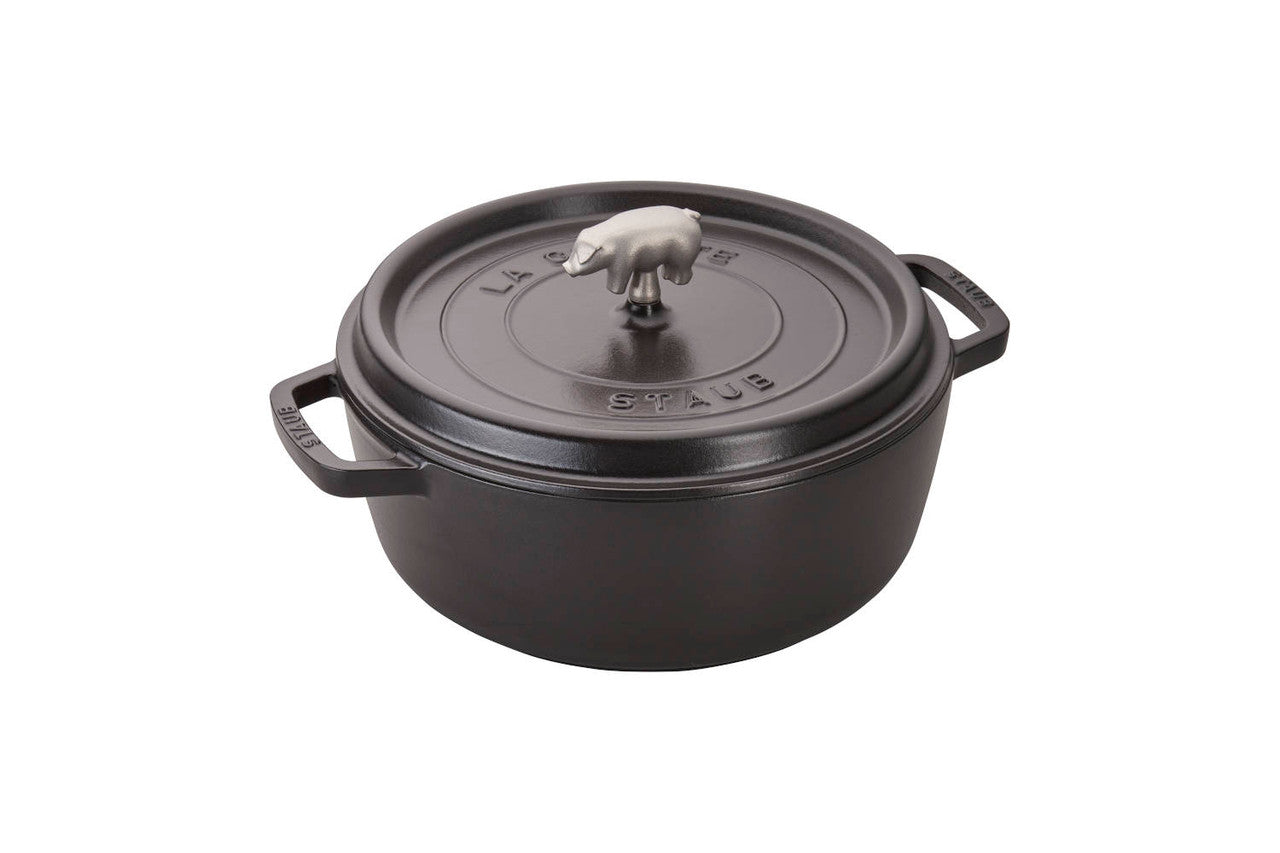 Staub Cast Iron 6 Quart Cochon Shallow Wide Round Cocottes