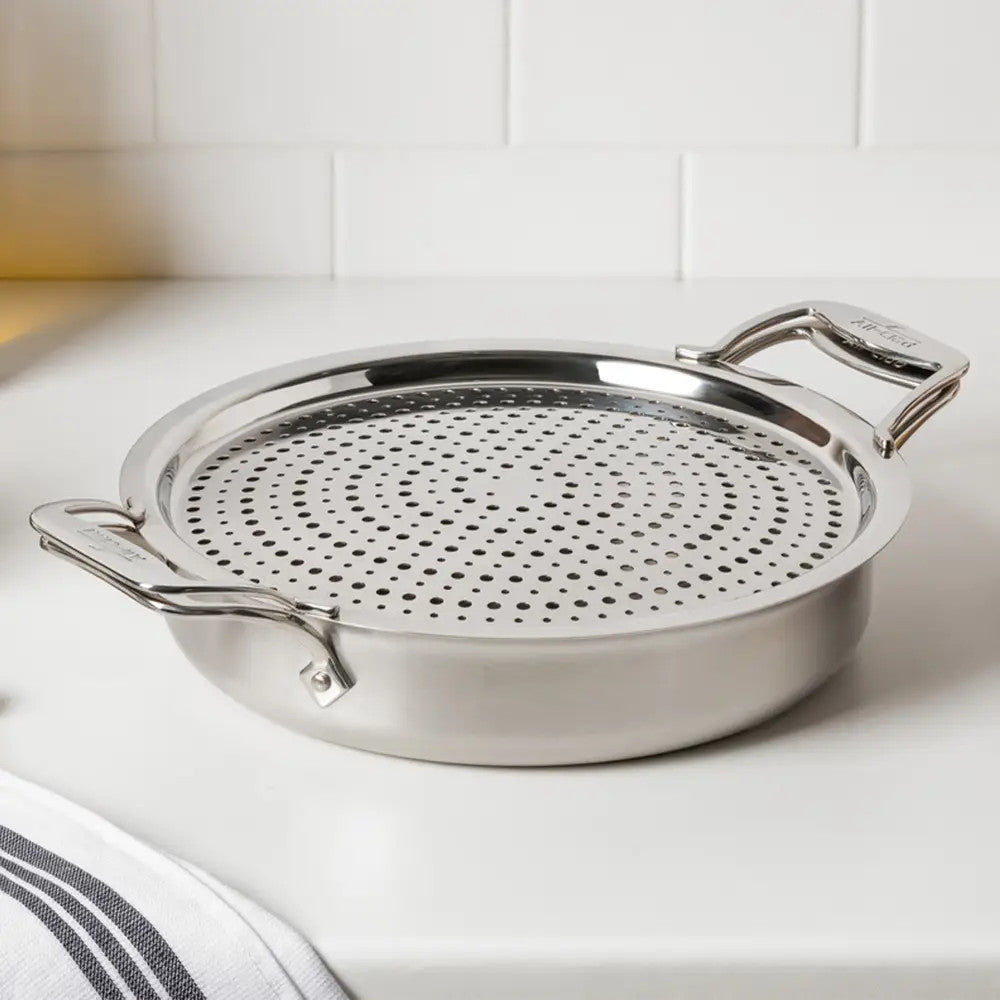 All-Clad D5 4 Quart Sauteuse with Lid and Strain & Splatter Guard